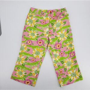 Lilly Pulitzer Capris Pants Croc Monsieur Pink Green Alligators